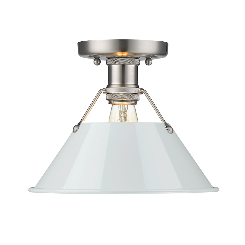 Yep by Golden Lighting Orwell 1-light Flush Mount in Pewter and Dusky Blue shade